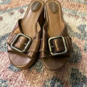 Fossil Women's Bronze Buckle Malea Wedge Y2K